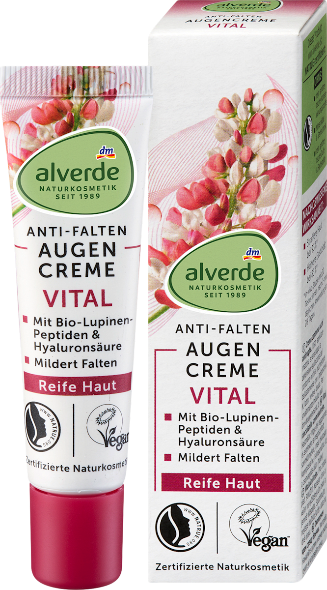 alverde NATURKOSMETIK Vital cremă de ochi lupine & peptide, 15 ml