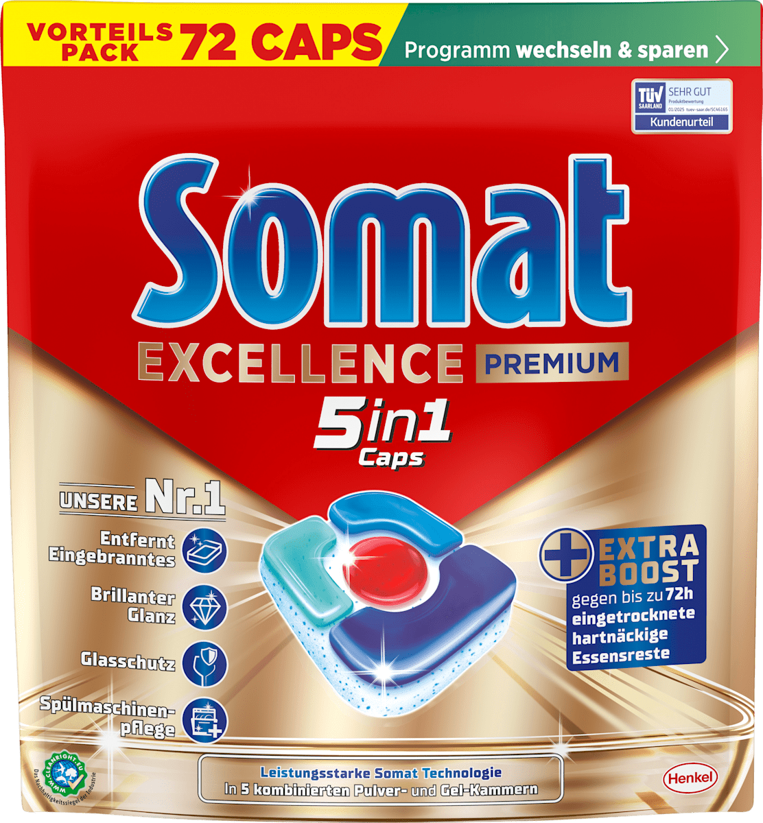 Somat Geschirrspül-Tabs Excellence Premium 5in1 Vorteilspack, 72 St | dm.at