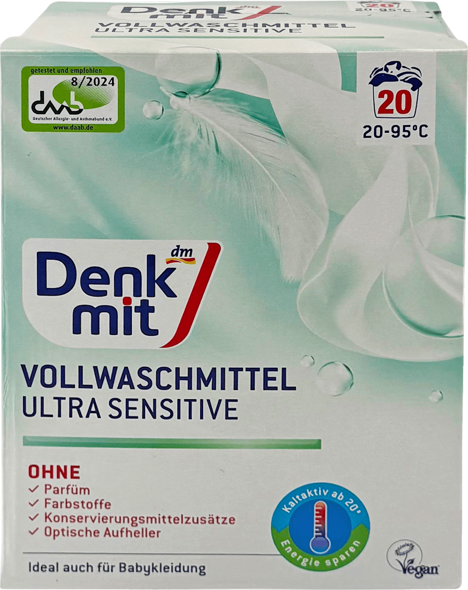 Denkmit Vollwaschmittel Pulver Ultra Sensitive, 20 Wl dauerhaft günstig online kaufen