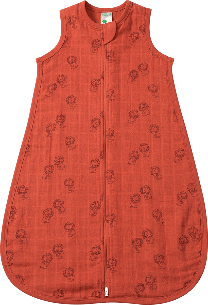 Schlafsack 0,5 TOG aus Musselin mit Lwen-Muster, rotbraun, 70 cm, 1 St