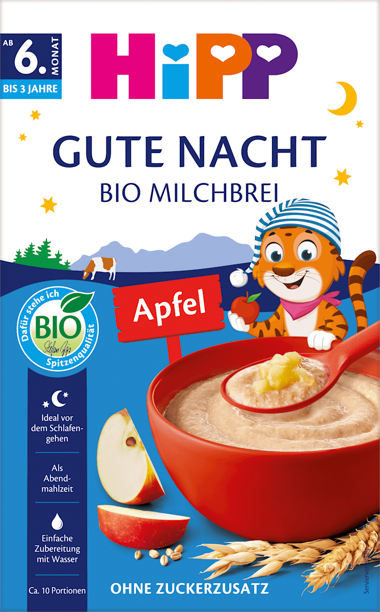 HiPP Abendbrei Milch Gute Nacht Hafer Apfel ab dem 6. Monat, 475 g ...