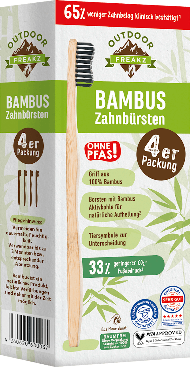 Zahnbrste Bambus mittel (4er Packung), 4 St