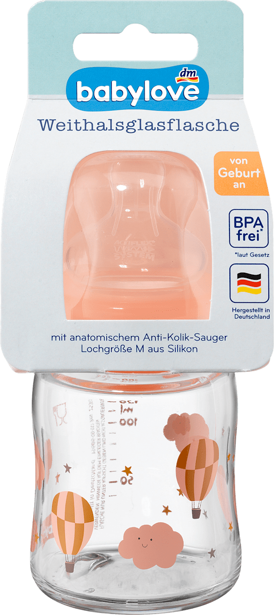 babylove Weithalsflasche aus Glas 120 ml sortiert, 1 St