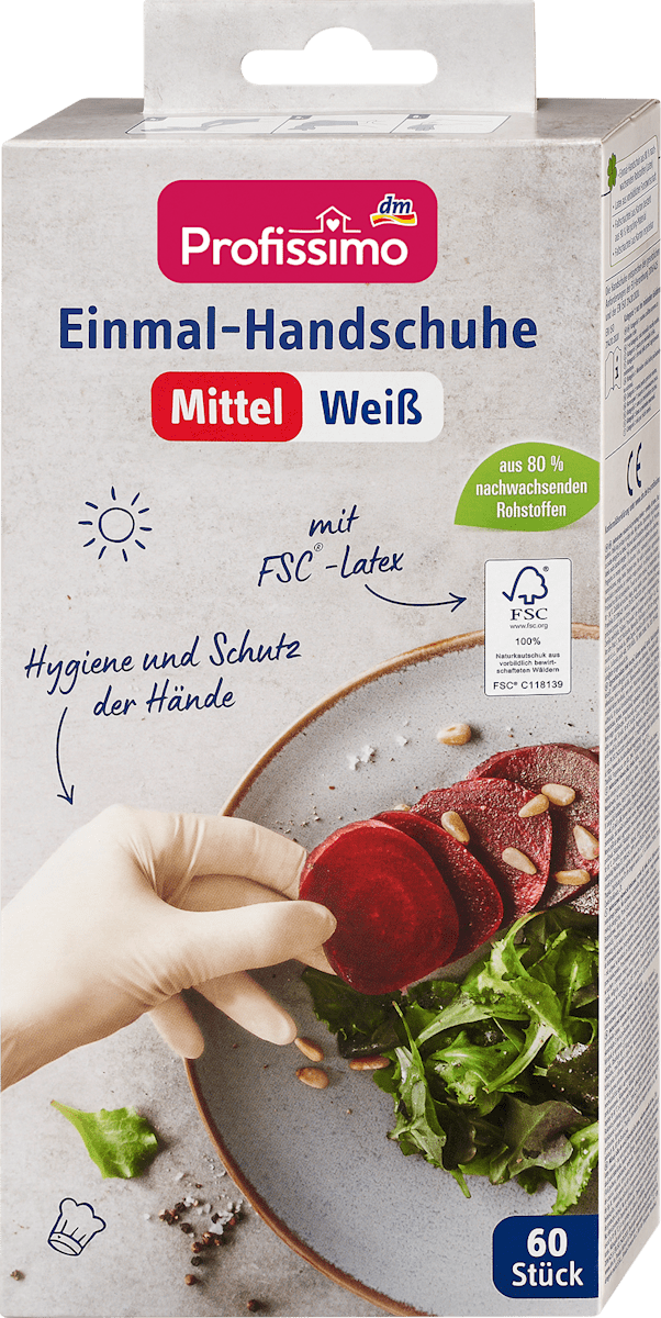 Profissimo Einmal-Handschuhe Latex wei Mittel, 60 St dauerhaft gnstig  online kaufen | dm.de