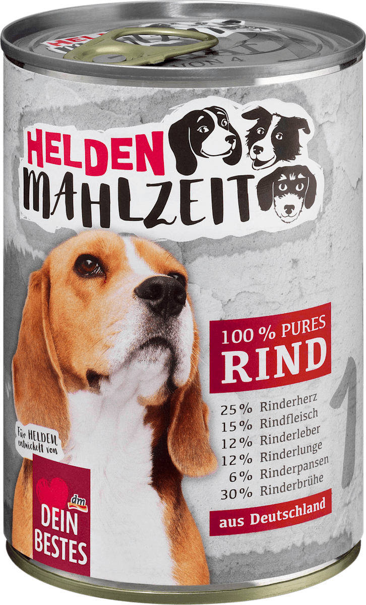 Nassfutter Hund mit Rind, Heldenmahlzeit, 400 g