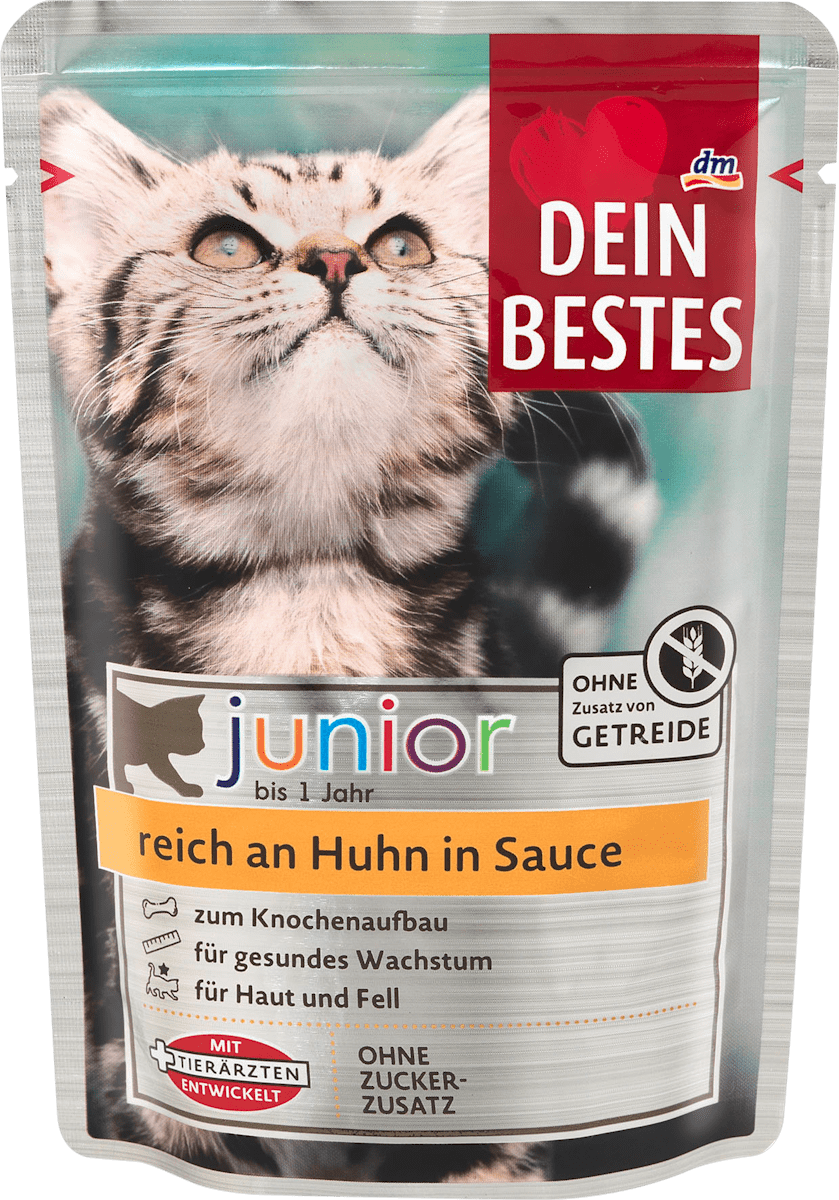 Dein Bestes Nassfutter Katze Kitten reich an Huhn in Sauce, Junior, 100 g  dauerhaft gnstig online kaufen | dm.de