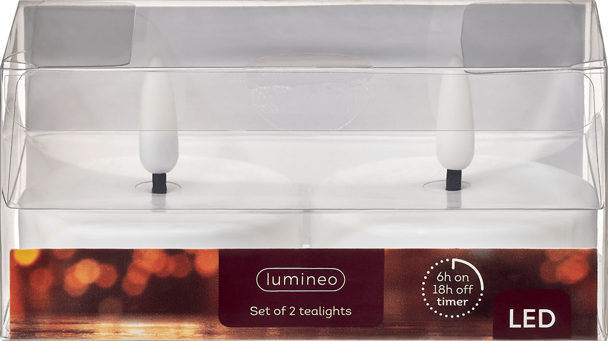 LED Teelichter mit Timer, maxi, warmweiß, 2 St
