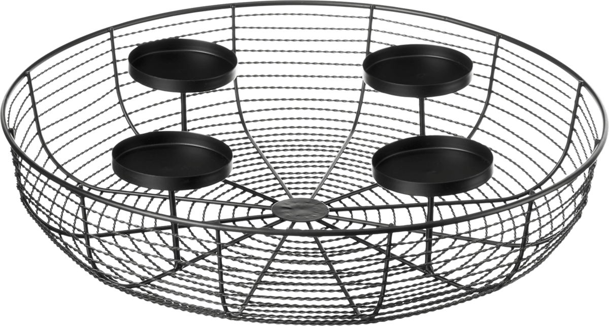 Metallkerzenhalter/Dekoschale für 4 Kerzen, schwarz, 1 St
