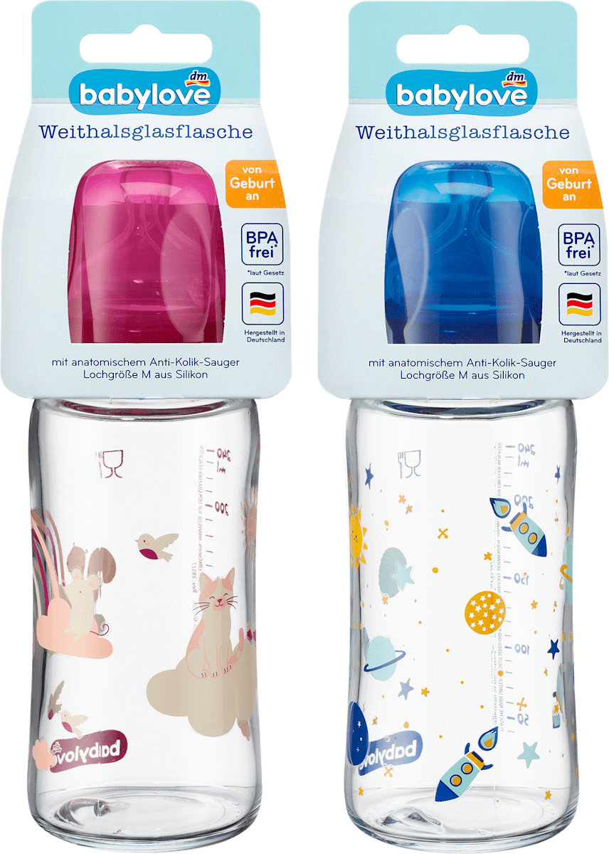 babylove Weithalsflasche aus Glas 240 ml sortiert, 1 St