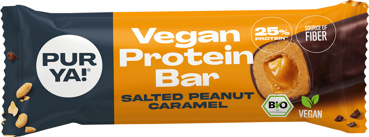 PURYA! Proteinriegel Salted Peanut Caramel, vegan, 45 g dauerhaft ...