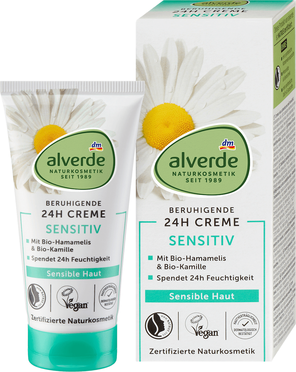 alverde NATURKOSMETIK Cremă de față cu hamamelis 24h sensitive, 50