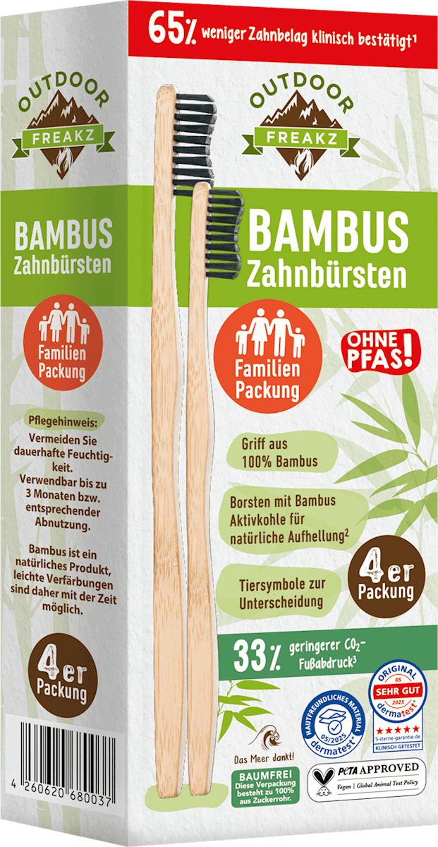 Outdoor Freakz Zahnbrste Bambus Familien Packung mittel (4er Packung), 4  St dauerhaft gnstig online kaufen | dm.de