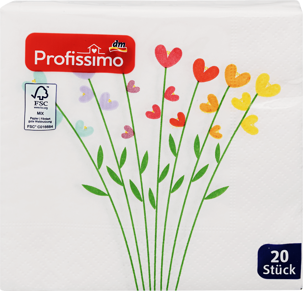 Profissimo Servietten Heart Flora 25 x 25 cm, 20 St