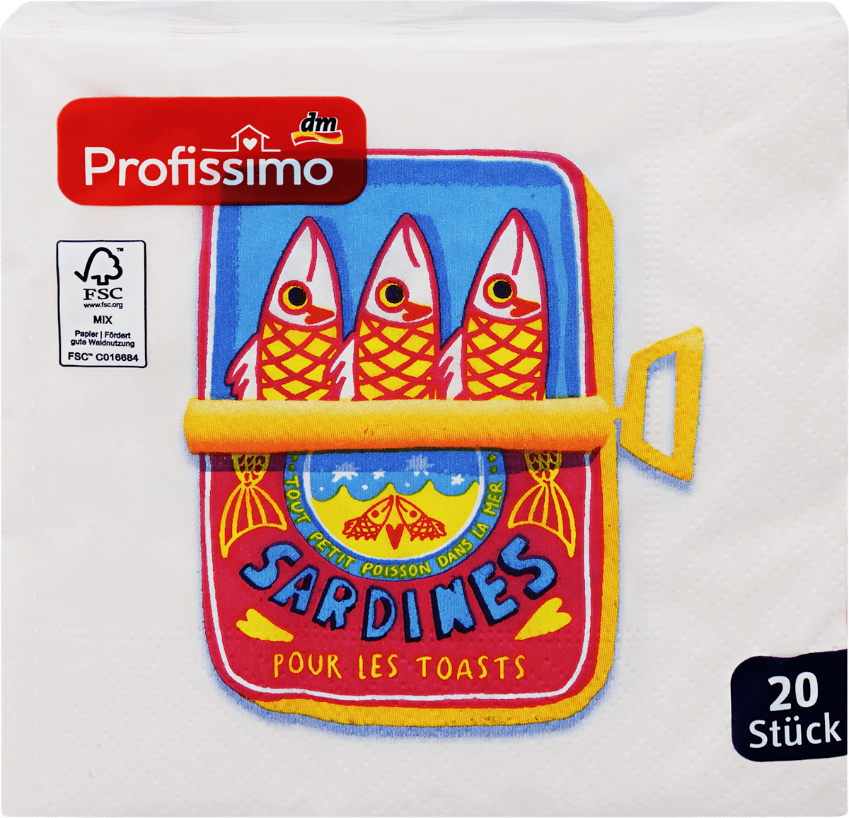 Servietten Sardines 25 x 25 cm, 20 St