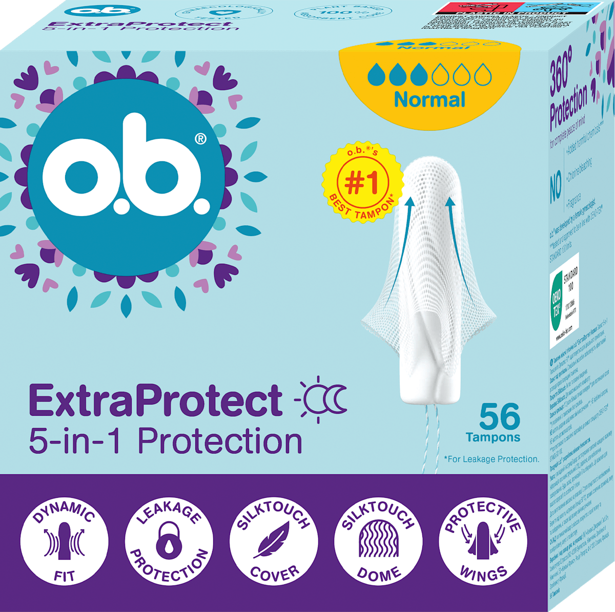 O.B. Tampon ExtraProtect, normal, praktikus nagy kiszerelés, 56 db | dm.hu