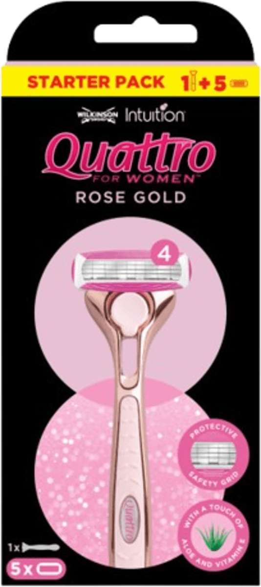 WILKINSON SWORD Quattro Rose Gold brijač + 4 britvice, 1 kom. | dm ...