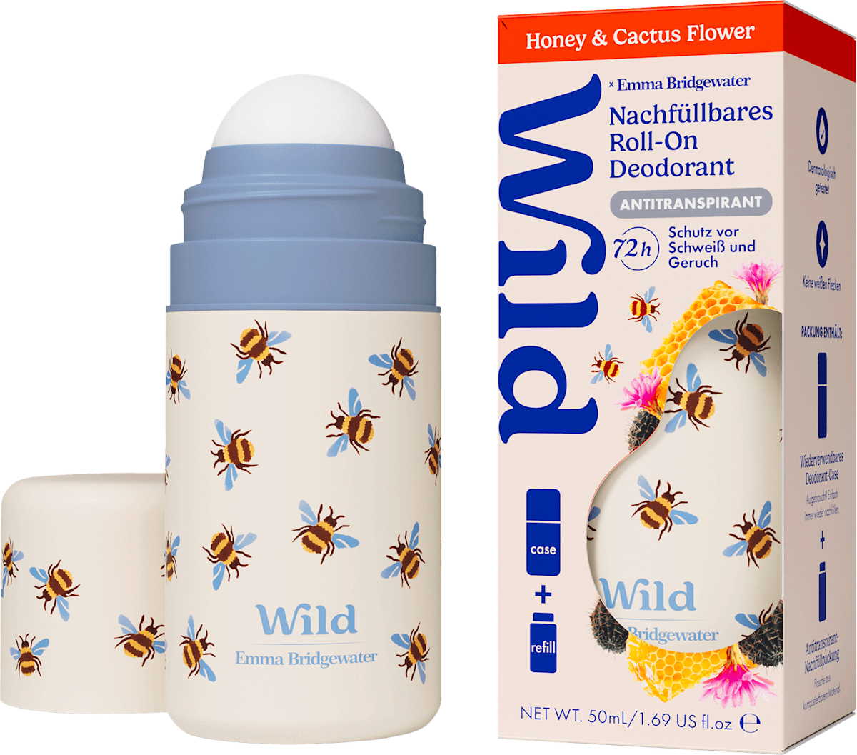 Wild Antitranspirant Deo Roll-on Honey & Cactus Flower, 50 ml dauerhaft günstig online kaufen