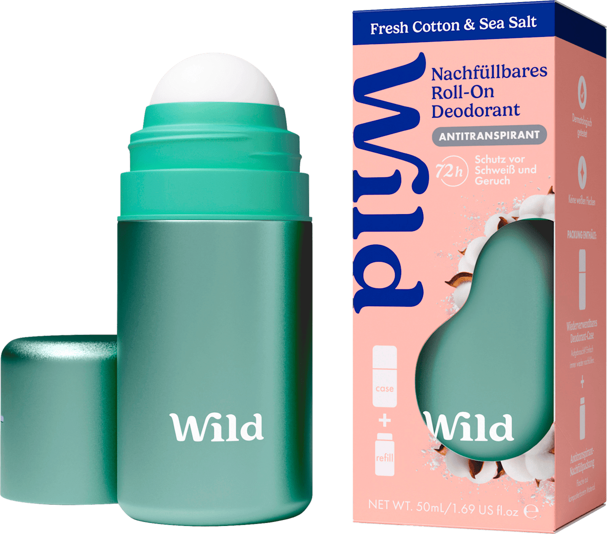 Antitranspirant Deo Roll-on Fresh Cotton & Sea Salt + Nachfüllpack, 50 ml