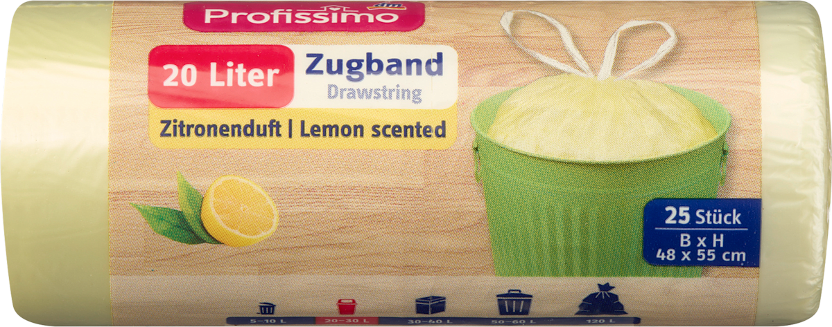 Müllbeutel 20 l mit Zugband & Zitrusduft, 25 St