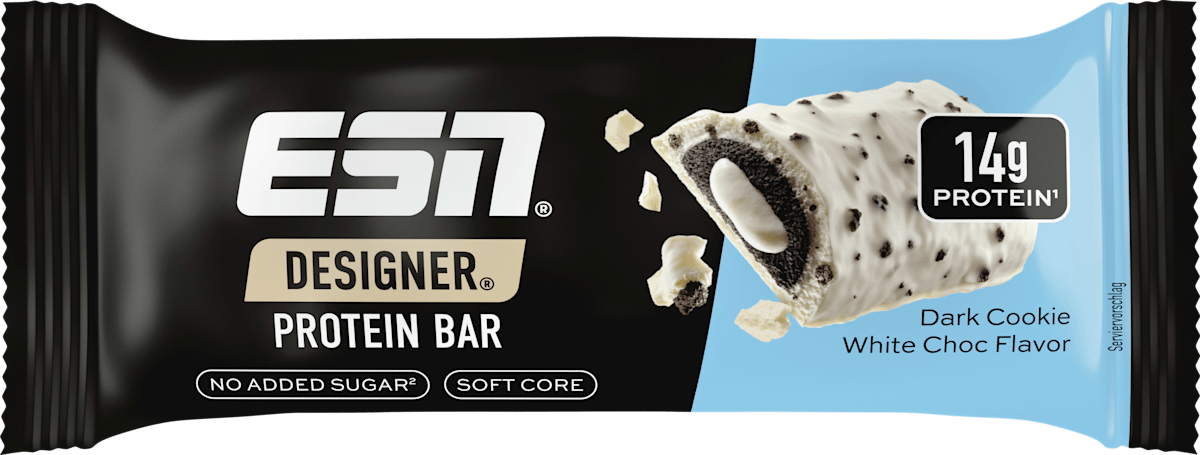 Proteinriegel Designer Bar, Dark Cookie White Chocolate Geschmack, 45 g