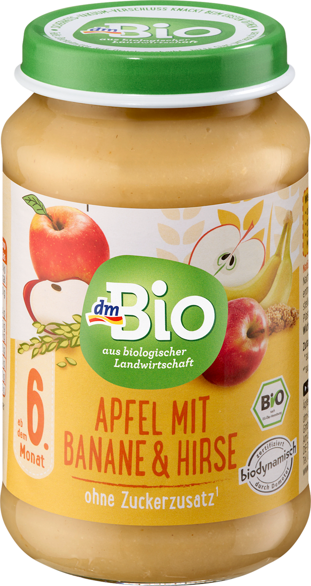 dmBio Frucht & Getreide Apfel mit Banane und Hirse ab dem 6. Monat, 190 ...