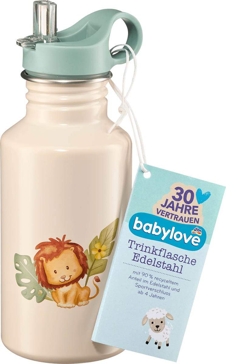 Trinkflasche Kinder Edelstahl beige Löwe, 1 St