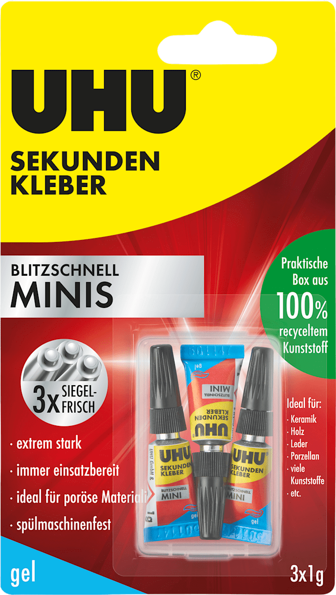 UHU Sekundenkleber Set Minis (3x1g), 3 g dauerhaft günstig online kaufen