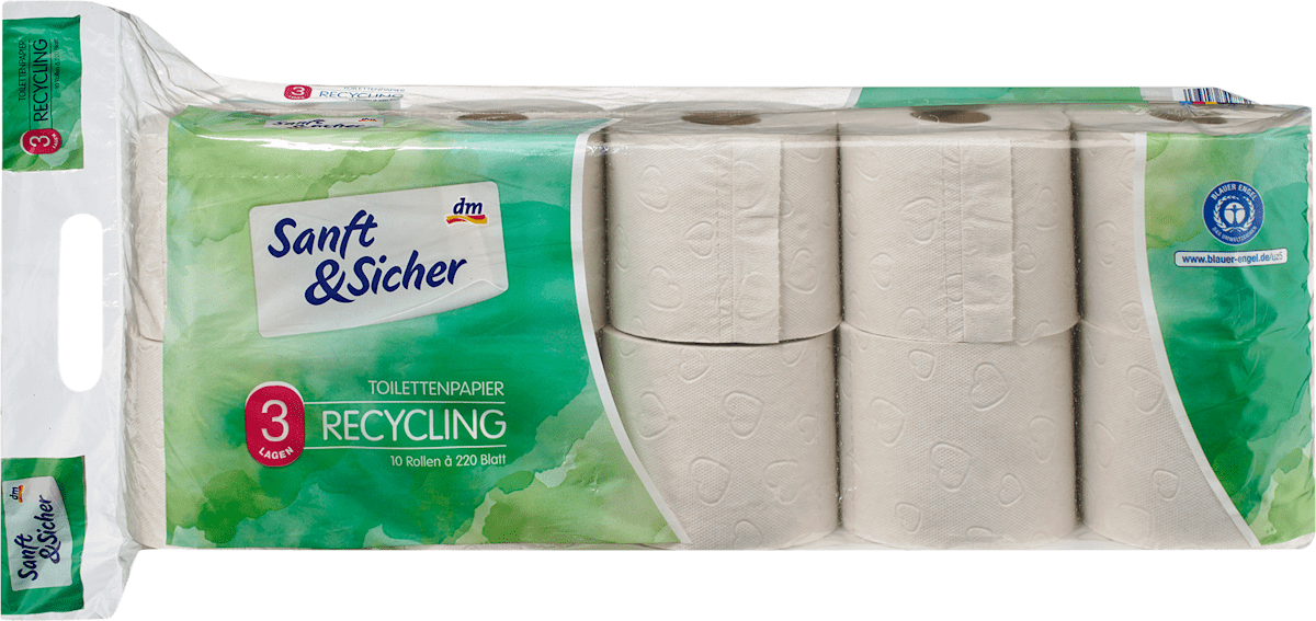 Sanft&Sicher Toilettenpapier Recycling 3lagig (10x220 Blatt), 10 St dauerhaft günstig online kaufen