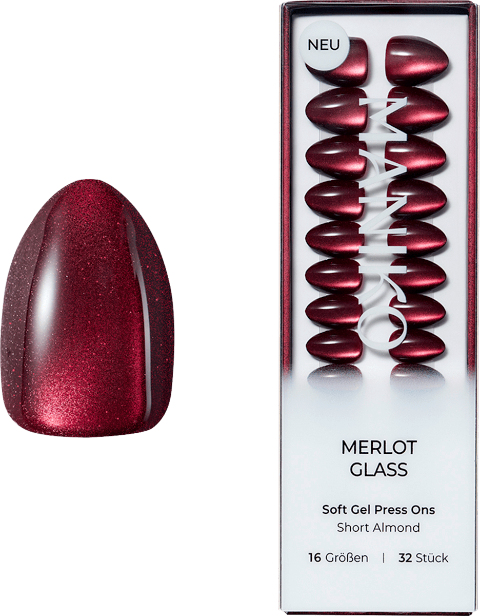 Maniko Künstliche Nägel Soft Gel Press Ons Merlot Glass Short Almond ...
