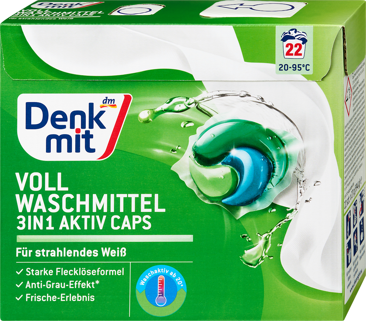 Denkmit Vollwaschmittel Caps 3in1 Aktiv, 22 St