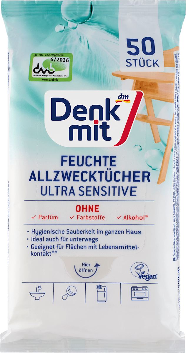 Denkmit Feuchte Allzwecktücher Ultra Sensitiv, 50 St dauerhaft günstig online kaufen