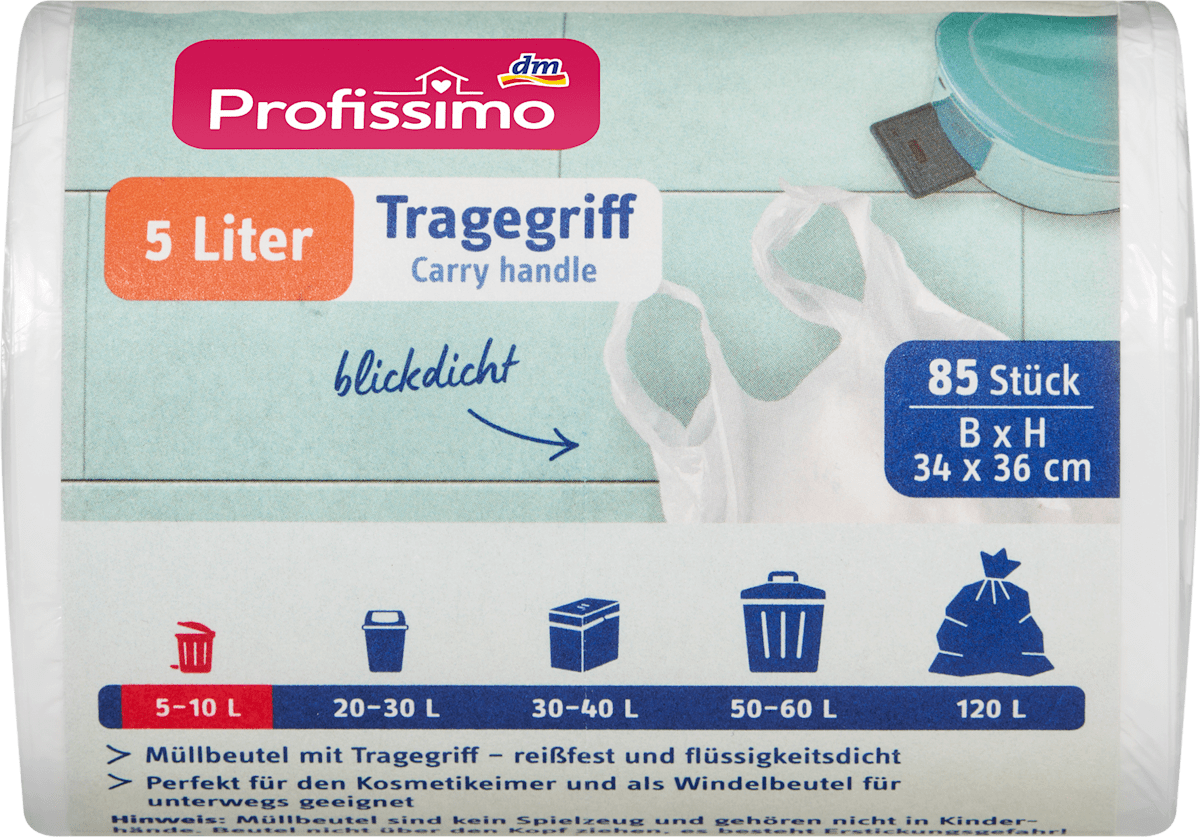 Profissimo Müllbeutel 5 l mit Tragegriff, 85 St dauerhaft günstig online kaufen