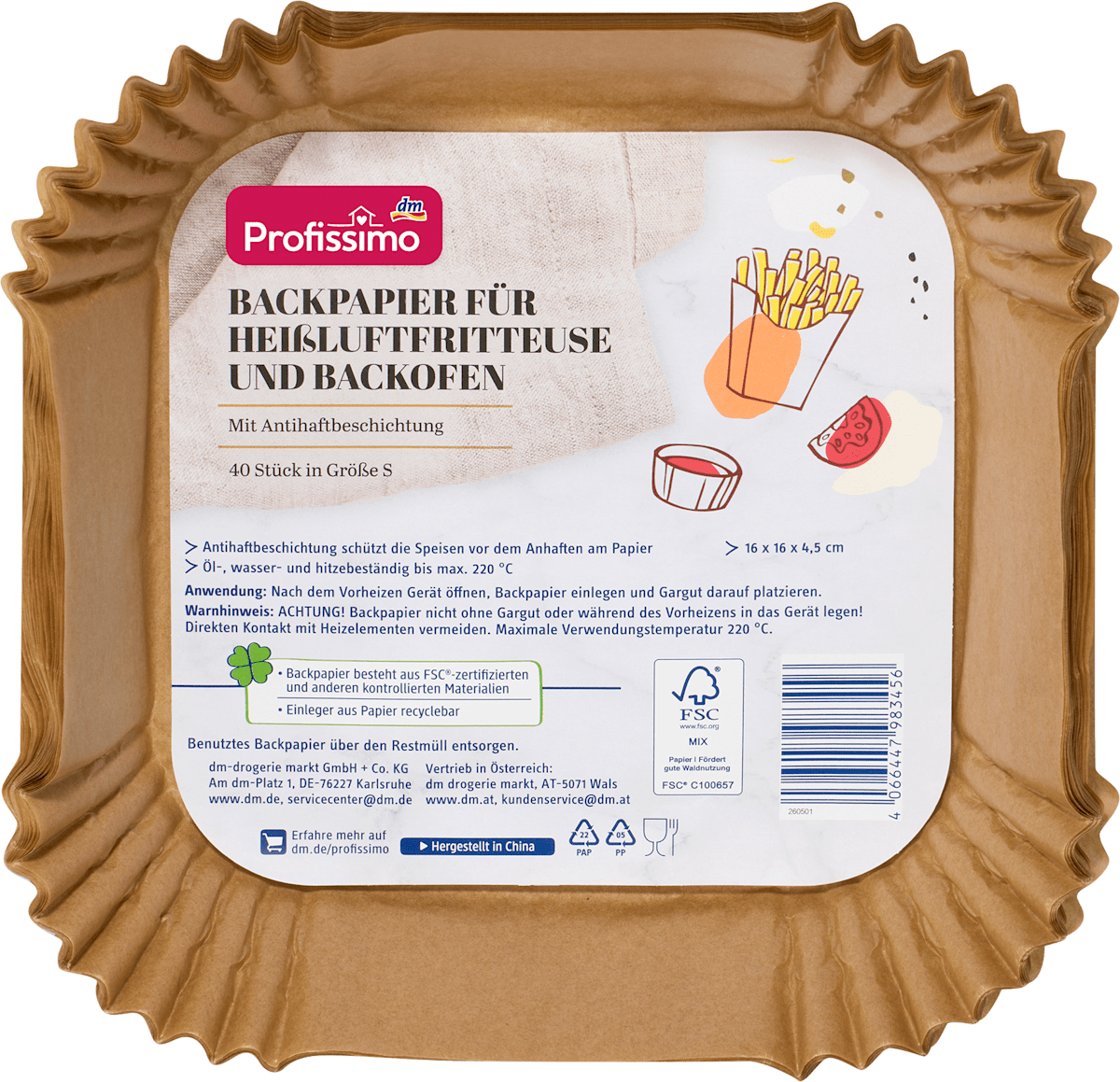 Profissimo Backpapier für Heißluftfritteuse und Backofen Gr. S, 40 St dauerhaft günstig online kaufen
