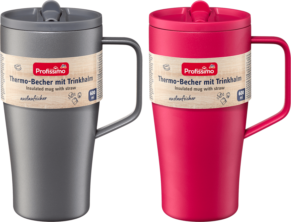 Thermo-Becher mit Trinkhalm 600 ml, 1 St