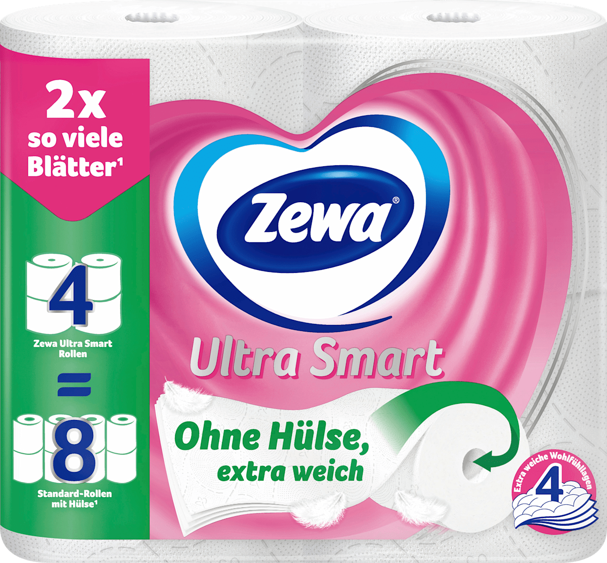 Zewa Toilettenpapier Ultra Smart 4-lagig (4x280 Blatt), 4 St dauerhaft günstig online kaufen