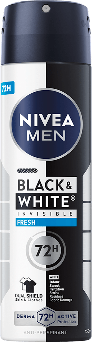 NIVEA MEN Deodorant spray Black&White invisible Fresh, 150 ml | dm.ro