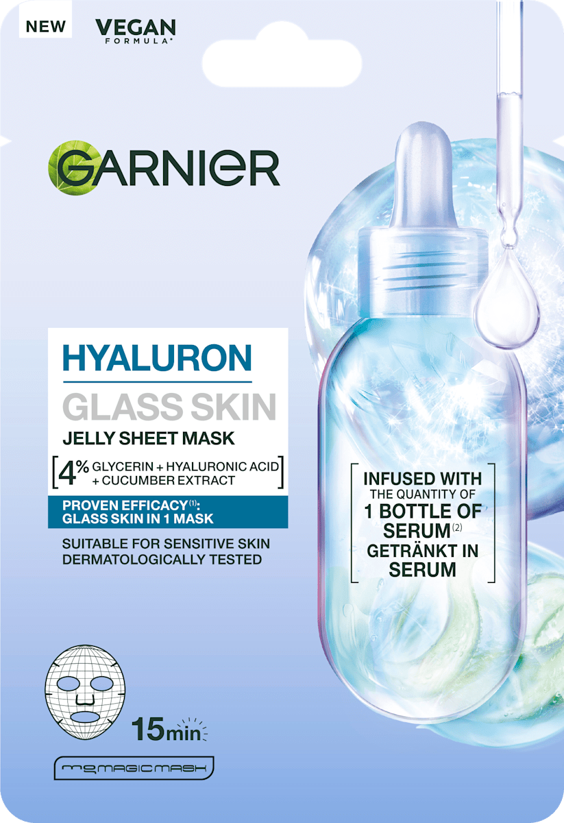 GARNIER SKIN NATURALS Tuchmaske Hyaluron Glass Skin Jelly Sheet Mask ...
