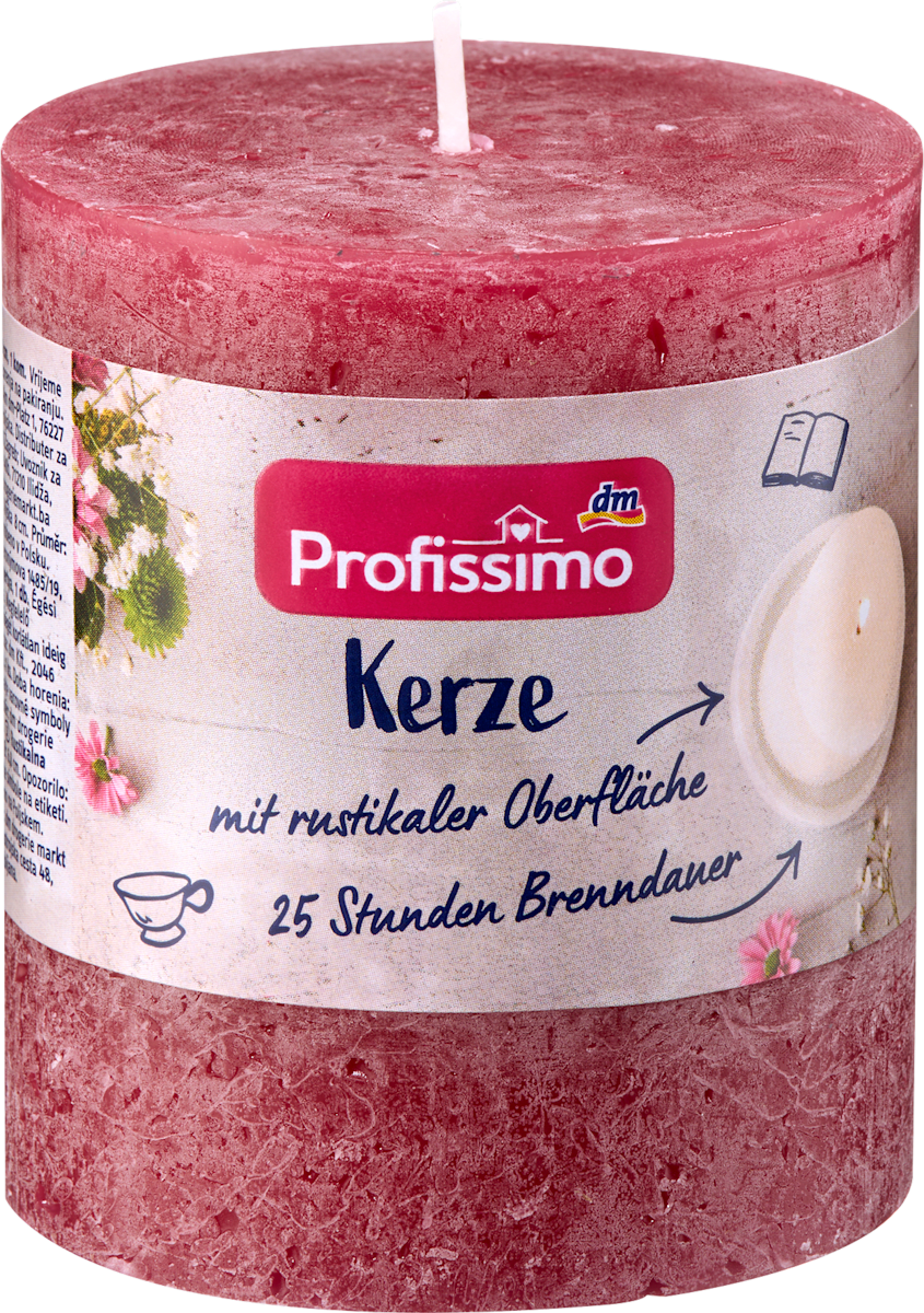 Profissimo Kerze rustik 80/68 bordeaux, 1 St dauerhaft günstig online kaufen