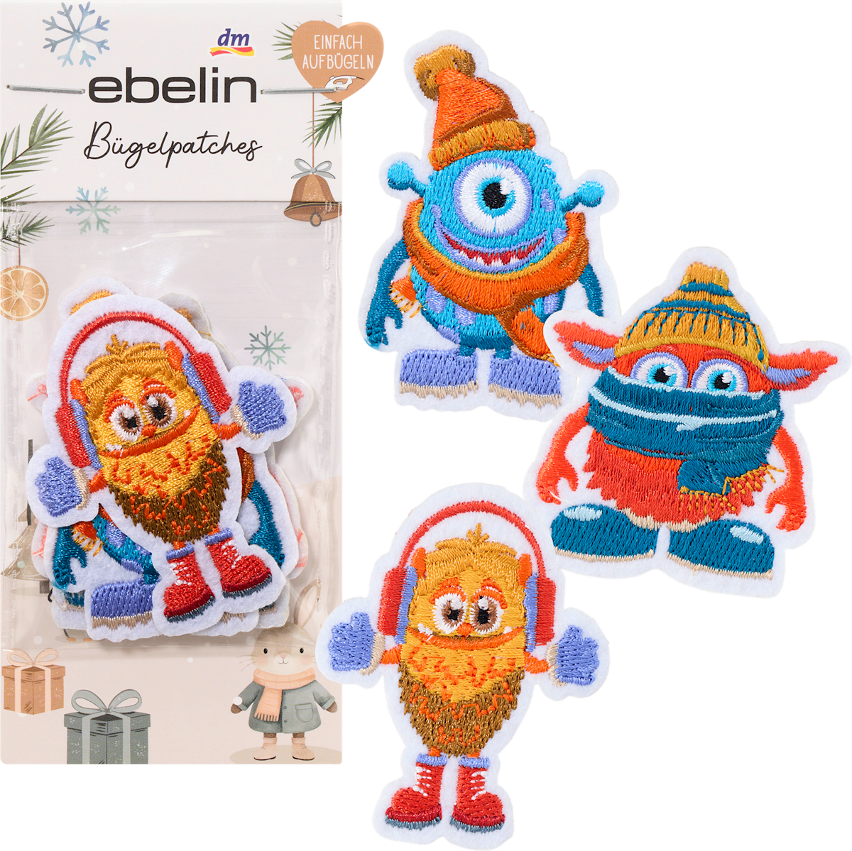 ebelin Bügelpatches Monster, 3 St dauerhaft günstig online kaufen