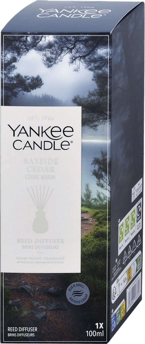 YANKEE CANDLE Tyčinkový difuzér Bayside & Cedar, 100 ml