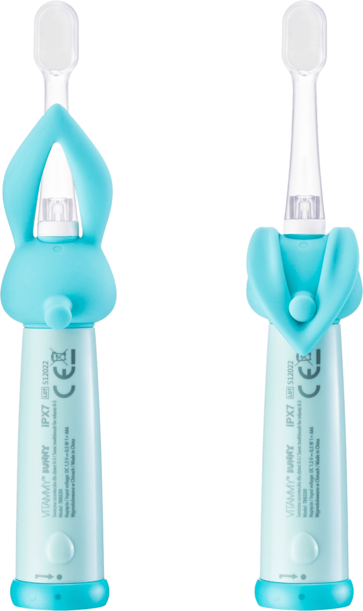 Звуковая зубная щётка для детей Vitammy Bunny, с подсветкой LED, 0–3 года, на батарейке, голубая — фото 5