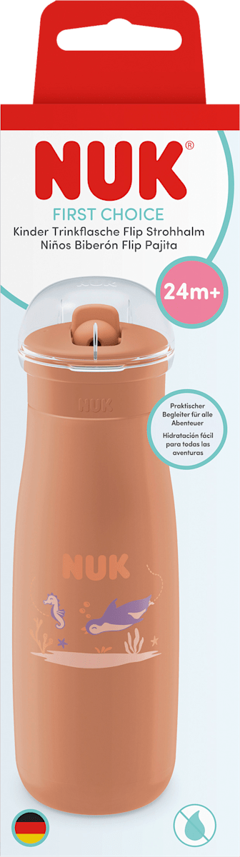 NUK Kinderflasche Kinder First Choice Flip Strohhalm Pinguin 24+ Monate, 450 ml, 1 St
