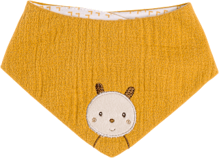 Halstuch zum Wenden aus Musselin mit Bienen-Motiv , gelb fehn