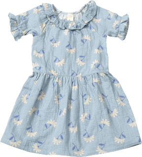 Kleid aus Musselin mit Blumen-Muster, blau, Gr. 98, 1 St