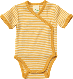 Wickelbody aus Bio-Wolle und Seide, gelb & weiß, Gr. 62/68 ALANA