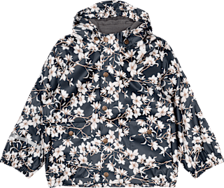 Regenjacke mit Blumen-Muster + Fleece-Futter, blau, Gr. 98/104 Mikk-Line