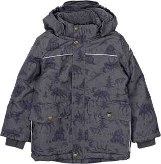 Schneejacke mit Fleece-Futter & Wald-Muster, grau, Gr. 110/116 Mikk-Line