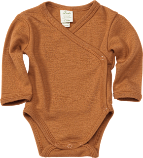 Wickelbody aus Bio-Wolle und Seide, braun, Gr. 50/56 ALANA