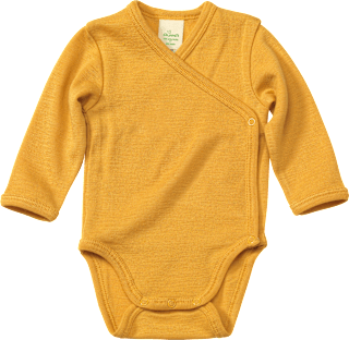 Wickelbody aus Bio-Wolle und Seide, gelb, Gr. 74/80 ALANA