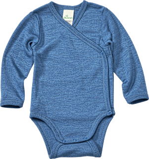 Wickelbody aus Bio-Wolle und Seide, blau, Gr. 74/80 ALANA